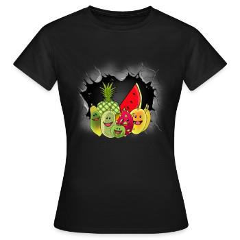 Fruits exotiques Fruits Fruits Végétarien - T-shirt Femme - noir - Devant - AI Model Female 172 dark (172cm)