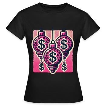 Weihnachtsschmuck Mit Dollarzeichen - Frauen T-Shirt - Schwarz - Vorne - AI Model Female 172 dark (172cm)