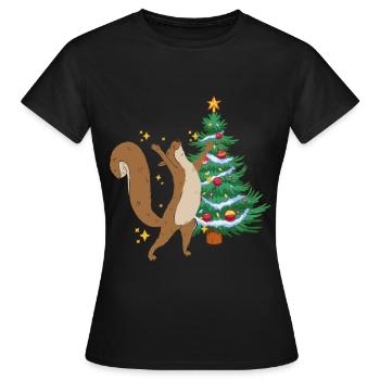 arbre de Noël arbre de Noël écureuil Noël - T-shirt Femme - noir - Devant - AI Model Female 172 dark (172cm)