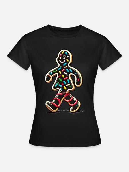 Fröhlicher Lebkuchenmann Mit Streuseln - Frauen T-Shirt - Schwarz