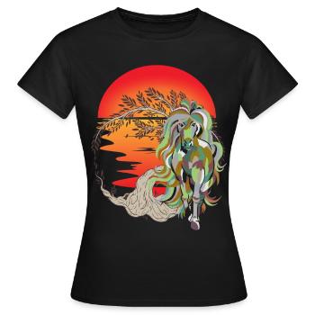 Cheval sauvage Chevaux sauvages Chevaux - T-shirt Femme - noir - Devant - AI Model Female 172 dark (172cm)