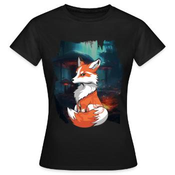 Renard, Renards, Forêt, Conte de fées, Conte, Personnage, Enfant - T-shirt Femme - noir - Devant - AI Model Female 172 dark (172cm)