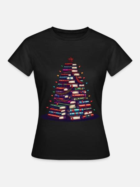 Bücher Weihnachtsbaum Für Buchliebhaber - T-shirt dam - svart