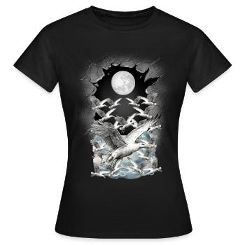 Nature mystique Mer du Nord Mer Baltique Mouettes Oiseaux de mer - T-shirt Femme - noir - Devant - AI Model Female 172 dark (172cm)