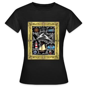 maritim Seemann Seemänner - Frauen T-Shirt - Schwarz - Vorne - AI Model Female 172 dark (172cm)