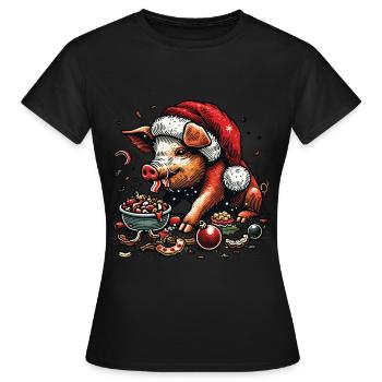 Christmas gluttony devoured with funny - Women's T-Shirt - black - Front - AI Model Female 172 dark (172cm)