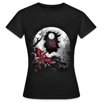 Drache Drachen Fabelwesen Fabel Märchen - Frauen T-Shirt - Schwarz - Vorne - AI Model Female 172 dark (172cm)