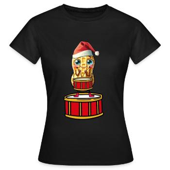 Peanut Xmas Drummer Drum Child Kids Santa Claus - Women's T-Shirt - black - Front - AI Model Female 172 dark (172cm)