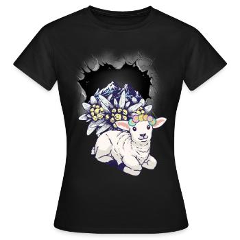Austria Mountains Sheep Sheep Tyrol Alps Alm - Women's T-Shirt - black - Front - AI Model Female 172 dark (172cm)