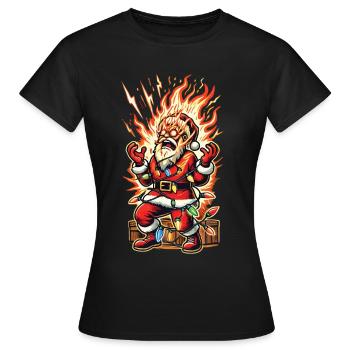 Santa Claus gets electrocuted catastrophe - Women's T-Shirt - black - Front - AI Model Female 172 dark (172cm)