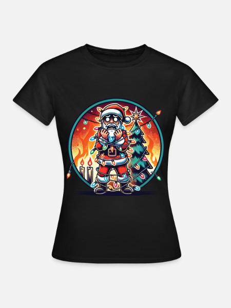 Stromschlag Weihnachtsmann Chaos - Frauen T-Shirt - Schwarz