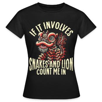 Lion Dance Chinesisches Neujahr Löwentanz - Frauen T-Shirt - Schwarz - Vorne - AI Model Female 172 dark (172cm)