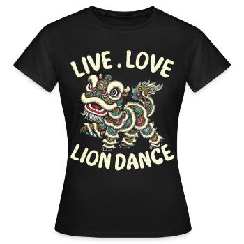 Lion Dance Chinesisches Neujahr Löwentanz - Frauen T-Shirt - Schwarz - Vorne - AI Model Female 172 dark (172cm)