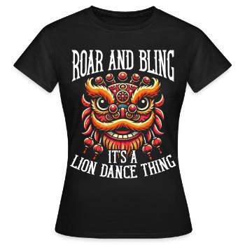 Lion Dance Chinesisches Neujahr Löwentanz - Frauen T-Shirt - Schwarz - Vorne - AI Model Female 172 dark (172cm)