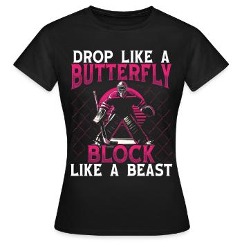 Gardien de but de hockey sur glace Gardien de but de hockey sur glace - T-shirt Femme - noir - Devant - AI Model Female 172 dark (172cm)