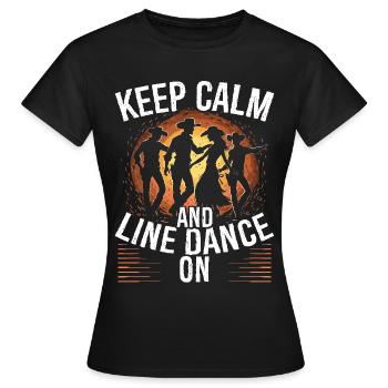 Line Dance, Country Muziek, Cowboy, Line Dance - Vrouwen T-shirt - zwart - Voor - AI Model Female 172 dark (172cm)