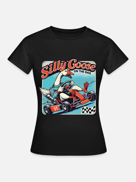 Silly Goose Im Go-Kart Auf Dem Gas - Frauen T-Shirt - Schwarz