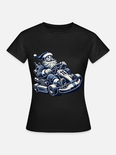 Weihnachtsmann Go-Kart Retro Stil - Frauen T-Shirt - Schwarz