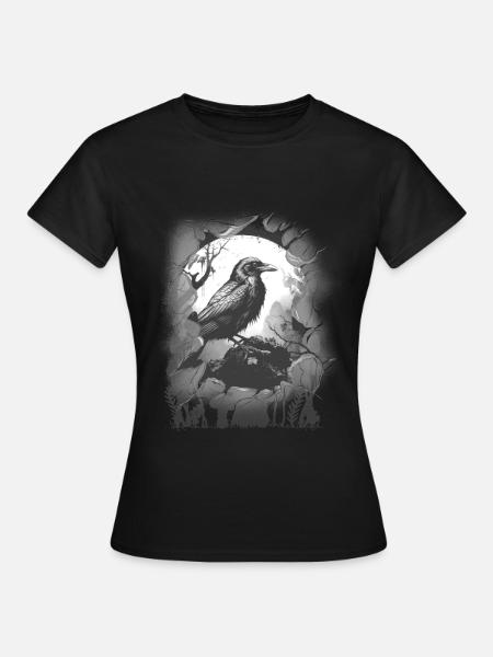 Halloween Rabe Krähe Raben Krähen - Frauen T-Shirt - Schwarz