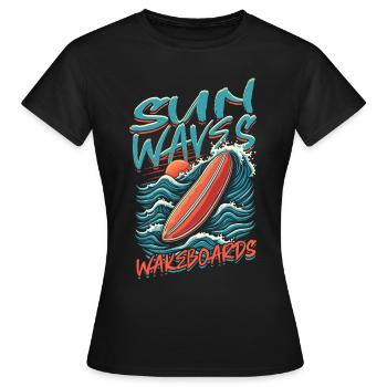 Wakeboarding Wakeboard Wakeboarder - Women's T-Shirt - black - Front - AI Model Female 172 dark (172cm)