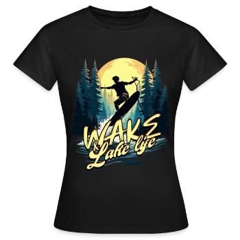 Wakeboarding Wakeboard Wakeboarder - Women's T-Shirt - black - Front - AI Model Female 172 dark (172cm)