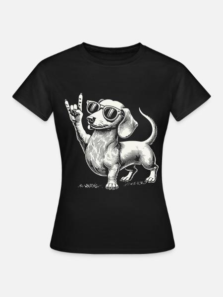 Rock Musik Lustige Heavy Metal Dackel Konzert - Frauen T-Shirt - Schwarz