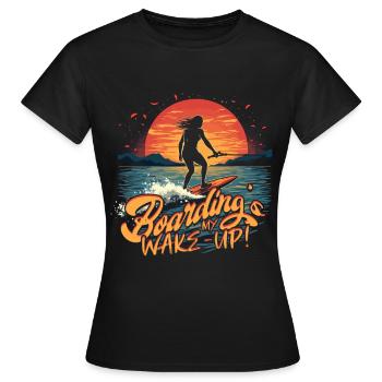 Wakeboarding Wakeboard Wakeboarder - Women's T-Shirt - black - Front - AI Model Female 172 dark (172cm)