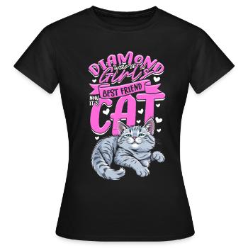 Freundin Ehefrau Valentinstag Katze - Frauen T-Shirt - Schwarz - Vorne - AI Model Female 172 dark (172cm)