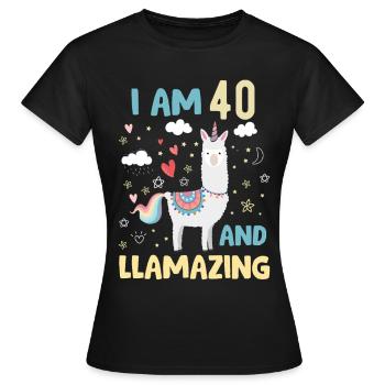 40Th years old Women Birthday Apparel & Accessor - Women's T-Shirt - black - Front - AI Model Female 172 dark (172cm)