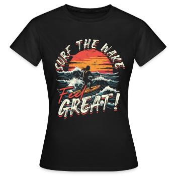 Wakeboarding Wakeboard Wakeboarder - Women's T-Shirt - black - Front - AI Model Female 172 dark (172cm)