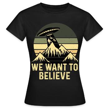 UFO-Bigfoot Nessie Einhorn - Frauen T-Shirt - Schwarz - Vorne - AI Model Female 172 dark (172cm)