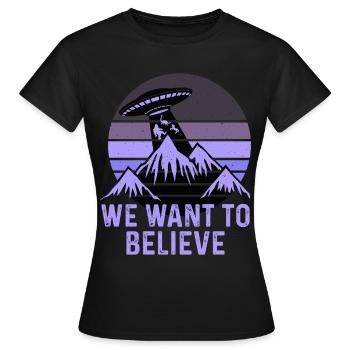 UFO-Bigfoot Nessie Einhorn - Frauen T-Shirt - Schwarz - Vorne - AI Model Female 172 dark (172cm)