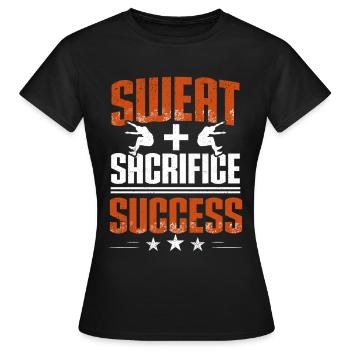 Saut en longueur, Saut en longueur, Sweat, Sacrifice, Succès - T-shirt Femme - noir - Devant - AI Model Female 172 dark (172cm)
