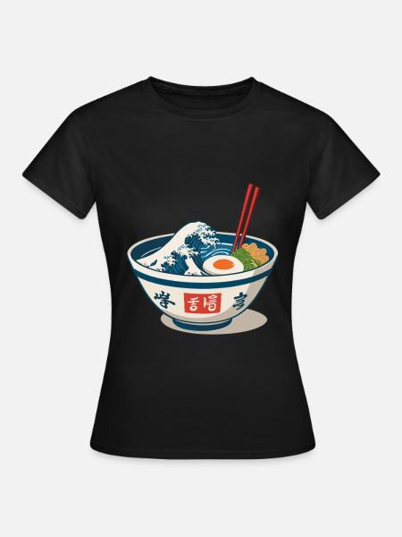 Ramen Noodles Ukiyo-E Japan Retro Aesthetics - T-skjorte for kvinner - svart