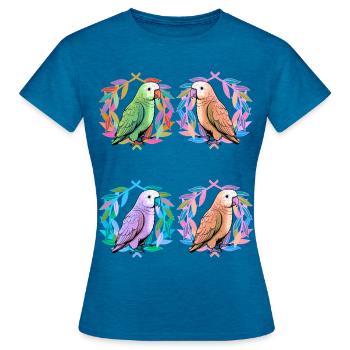 Oiseaux exotiques Oiseau Perroquet Perroquets - T-shirt Femme - bleu saphir antique chiné - Devant - AI Model Female 172 dark (172cm)