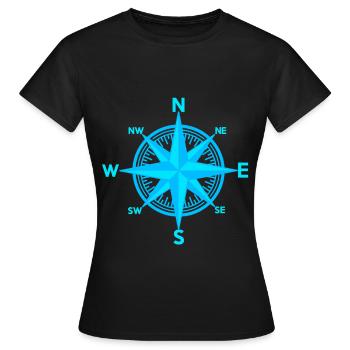 maritim Windrose Kompass Seefahrt Seemann - Frauen T-Shirt - Schwarz - Vorne - AI Model Female 172 dark (172cm)