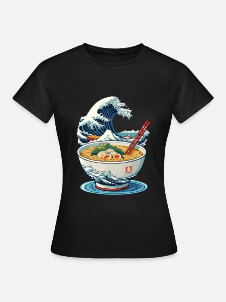Ramen Ukiyo-E Japanese Retro Streetwear - T-skjorte for kvinner - svart