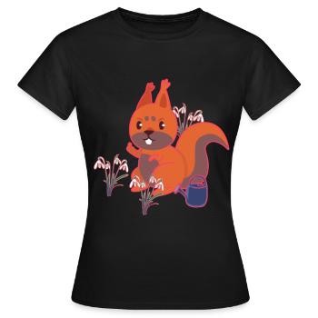 Printemps Écureuil Perce-Neige Enfants - T-shirt Femme - noir - Devant - AI Model Female 172 dark (172cm)