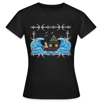 Maritime cacahuète marin navire navires Ahoy Moin - T-shirt Femme - noir - Devant - AI Model Female 172 dark (172cm)