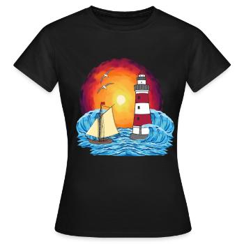 maritime sailing ship lighthouse ship ships - Women's T-Shirt - black - Front - AI Model Female 172 dark (172cm)