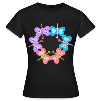 Bunt Farbenfreudig Insekten Schmetterlinge Kinder - Frauen T-Shirt - Schwarz - Vorne - AI Model Female 172 dark (172cm)