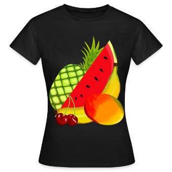 Obst Frucht exotisch Früchte - Frauen T-Shirt - Schwarz - Vorne - AI Model Female 172 dark (172cm)