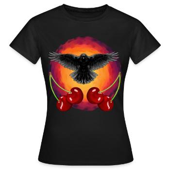 Rockabilly Crow Crows Cerise Cerise Fruit - T-shirt Femme - noir - Devant - AI Model Female 172 dark (172cm)