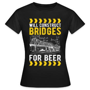 Ingénieur des ponts Construction de ponts - T-shirt Femme - noir - Devant - AI Model Female 172 dark (172cm)