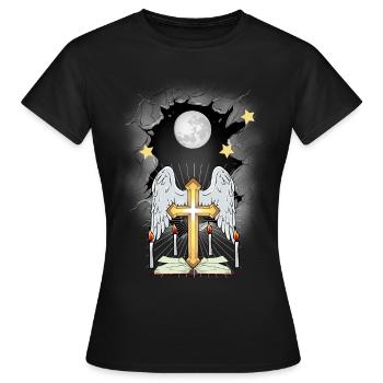 Kirche Kreuz Kreuze Kruzifix - Frauen T-Shirt - Schwarz - Vorne - AI Model Female 172 dark (172cm)