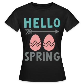 Bonjour le design printanier avec des œufs de Pâques - T-shirt Femme - noir - Devant - AI Model Female 172 dark (172cm)