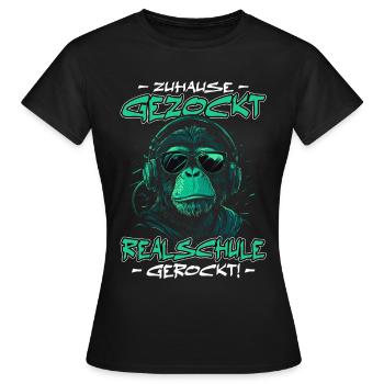 Zuhause gezockt Realschule gerockt Schulabschluss - Frauen T-Shirt - Schwarz - Vorne - AI Model Female 172 dark (172cm)