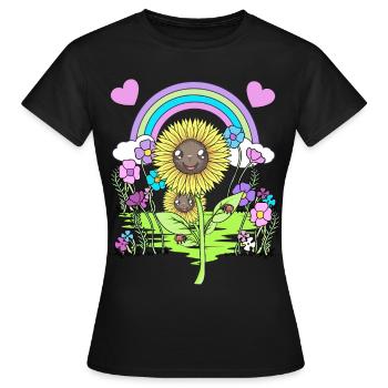 Tournesol Fleurs de tournesol - T-shirt Femme - noir - Devant - AI Model Female 172 dark (172cm)