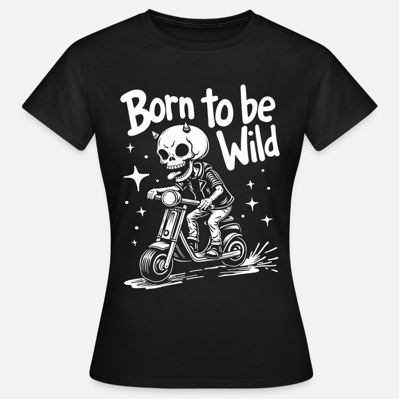 Skull Devil on Scooter - Women's T-Shirt - black