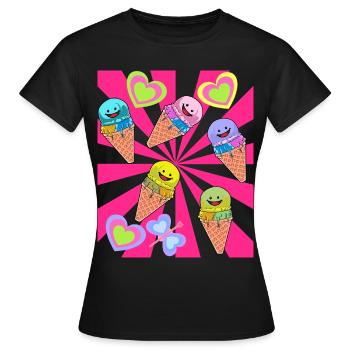 Eis Eiskrem Eiscrem Retro 80er 90er Sommer - Frauen T-Shirt - Schwarz - Vorne - AI Model Female 172 dark (172cm)